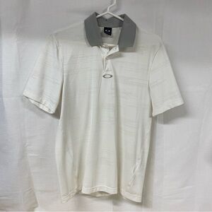 Oakley White Gray Performance Polo Shirt Men’s Medium Golf Athletic